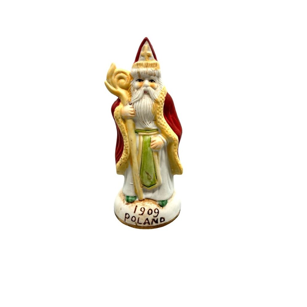 Trim-A-Tree Collectible Saint Nicholas As Bishop 1909 Poland 5" x‎ 2" Porcelain